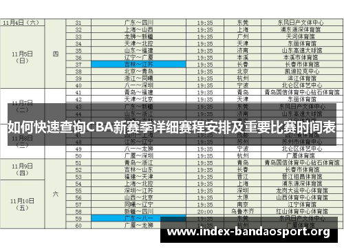 如何快速查询CBA新赛季详细赛程安排及重要比赛时间表 如何快速查询CBA新赛季详细赛程安排及重要比赛时间表